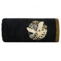 Ręcznik bawełniany z haftem i ozdobną bordiurą PALM 50X90 czarny