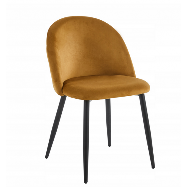 Krzesło tapicerowane welurowe loft SOFIA 47x43x80 cm złote