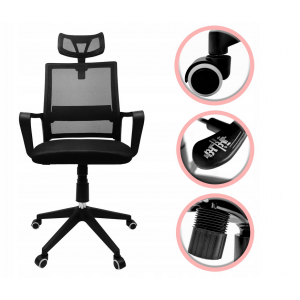 Krzesło fotel biurowy komputerowy regulowany KB100 czarne