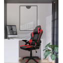 Fotel gamingowy biurowy obrotowy ekoskóra czarno-czerwony