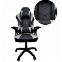 Fotel gamingowy biurowy obrotowy ekoskóra czarno-szary
