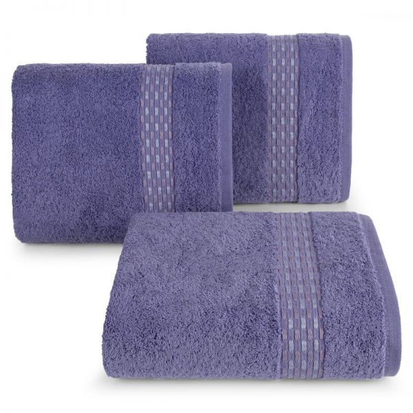 Ręcznik bawełniany z żakardową bordiurą RIVA 50X90 fioletowy