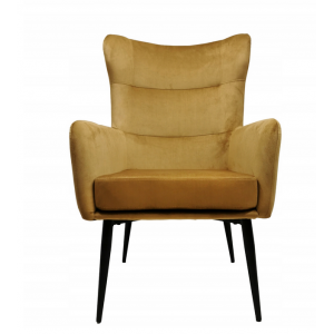 Fotel do salonu uszak pikowany KRIS 61x96x64 cm złoty