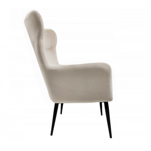 Fotel do salonu uszka pikowany KRIS 61x96x64 cm beżowy