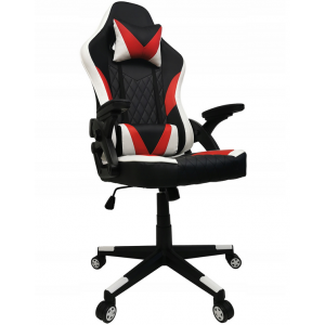 Fotel gamingowy obrotowy regulacja krzesło dla gracza ekoskóra KG106 czarny+czerwony+biały