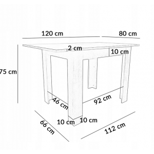 Stół prostokątny kuchnia jadalnia ADAM 120x80x75 cm dąb