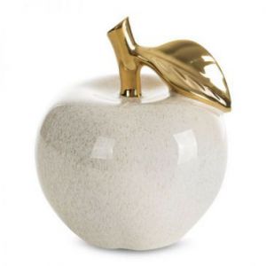 Figurka ceramiczna jabłko ARLA 15X15X17 kremowa+złota