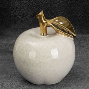 Figurka ceramiczna jabłko ARLA 15X15X17 kremowa+złota