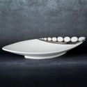 Patera ceramiczna dekoracyjna MELIA 31X14X5 biała+srebrna