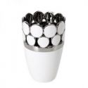 Nowoczesny wazon ceramiczny MELIA 14X14X23 biało-srebrny