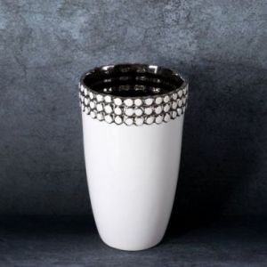 Piękny wazon ceramiczny LORA 14X14X23 biały+srebrny