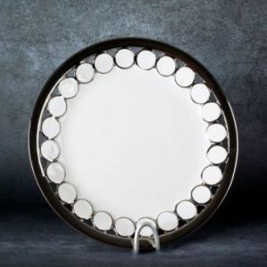 Patera ceramiczna okrągła MELIA 34X34X4 biała+srebrna