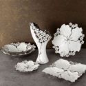 Misa ceramiczna kwiat SIENA 28X28X8 biała+srebrna