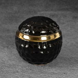 Kula dekoracyjna ceramiczna ETNA 10X10X10 czarna+złota x2
