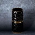 Wazon dekoracyjny ceramiczny ETNA tuba 12X12X25 czarny+złoty