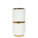 Wazon dekoracyjny ceramiczny ETNA tuba 12X12X25 biały+złoty