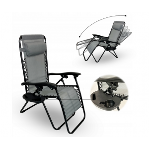 Krzesło ogrodowe leżak składany FARO 65x90x110cm jasnoszare