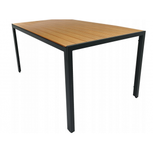 Stół ogrodowy metal prostokąt ALLEN 205x90x74 cm czarny+brązowy