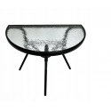 Stół ogrodowy półokągły szkło hartowane LIPARI 40x69,5x64 cm czarny