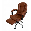 Krzesło biurowe fotel premium z masażem regulowane ekoskóra brązowe