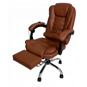 Krzesło biurowe fotel premium z masażem regulowane ekoskóra brązowe