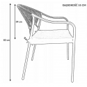 Krzesło ogrodowe z poduszką PORTO 54,5X55X83 cm szare