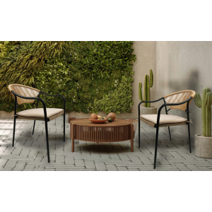 Krzesło ogrodowe z poduszką PORTO 54,5X55X83 cm beżowe