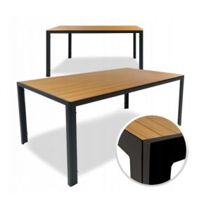 Stół ogrodowy metalowy prostokąt ALLEN 150x90x74cm czarny+naturalny