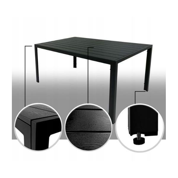 Stół ogrodowy metalowy prostokąt ALLEN 130x70x74cm czarny
