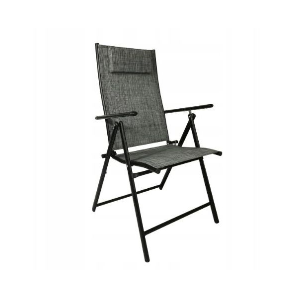 Krzesło ogrodowe składane zagłówek Borneo PRO 57x68x106 cm ciemnoszare