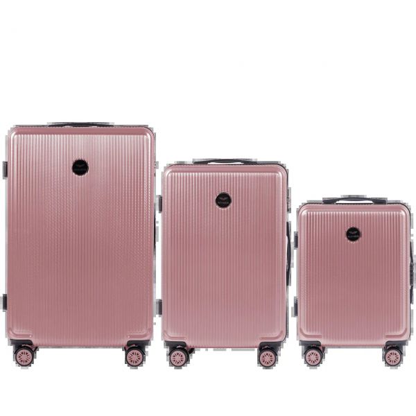 Wings Prime Zestaw 3 walizek L,M,S z policarbonu różowe